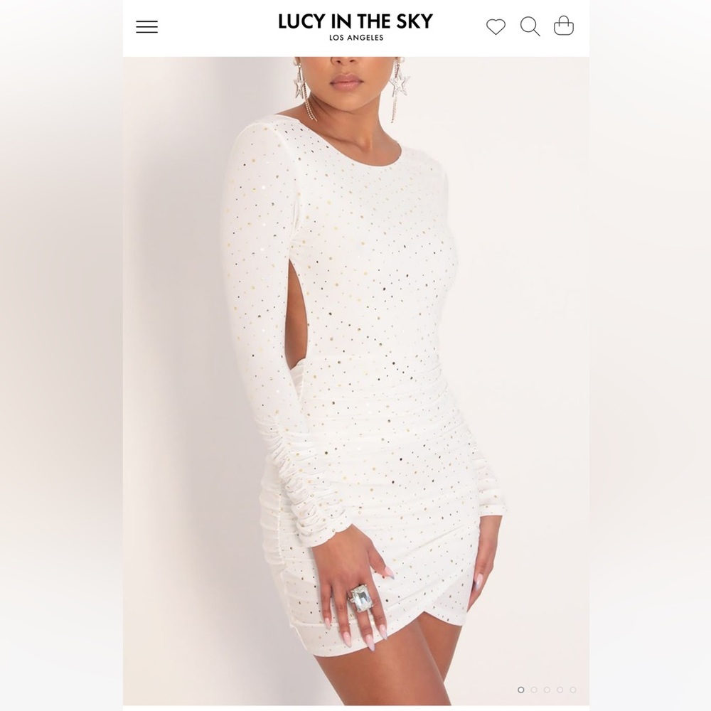 Lucy in the Sky White Josie Twinkling Open Back Dress with Silver and gold